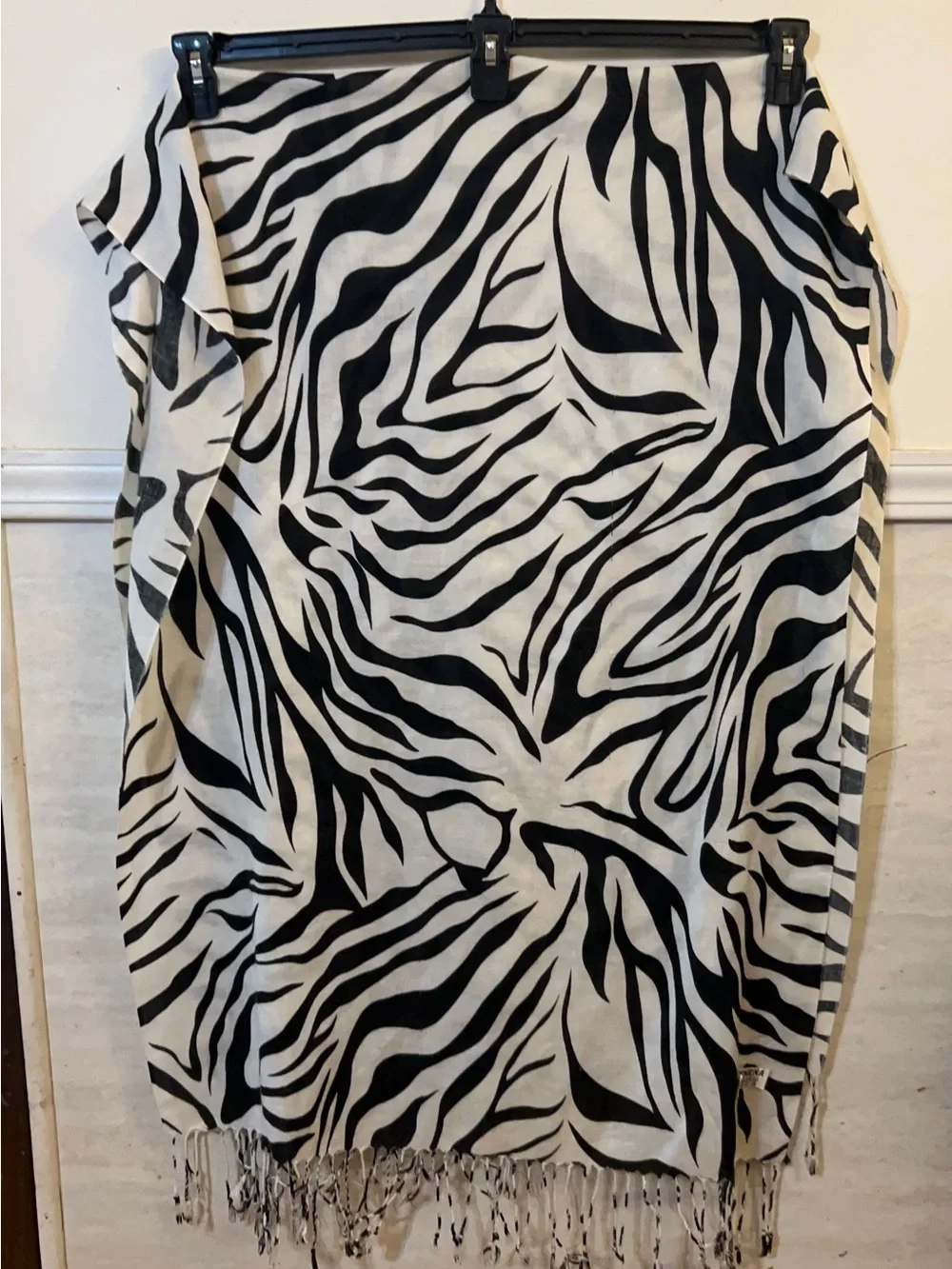 Zebra Animal Print Pashmina Silk, Cashmere Blend...